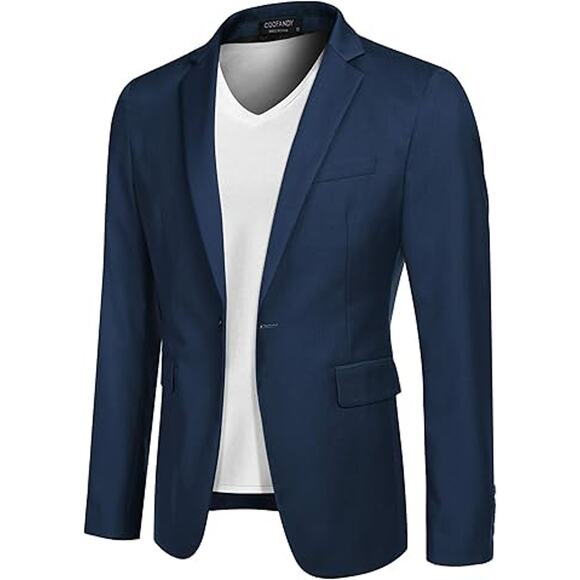 COOFANDY Mens One Button Sport Coat Regular Fit Casual Blazer Jacket Formal Dres - Picture 1 of 6